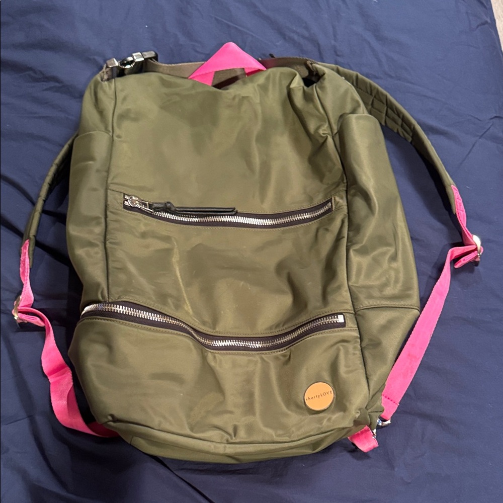 Olive Green and Pink Men's Backpack
